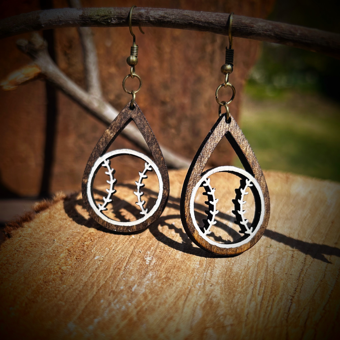 Teardrop Baseball Earrings