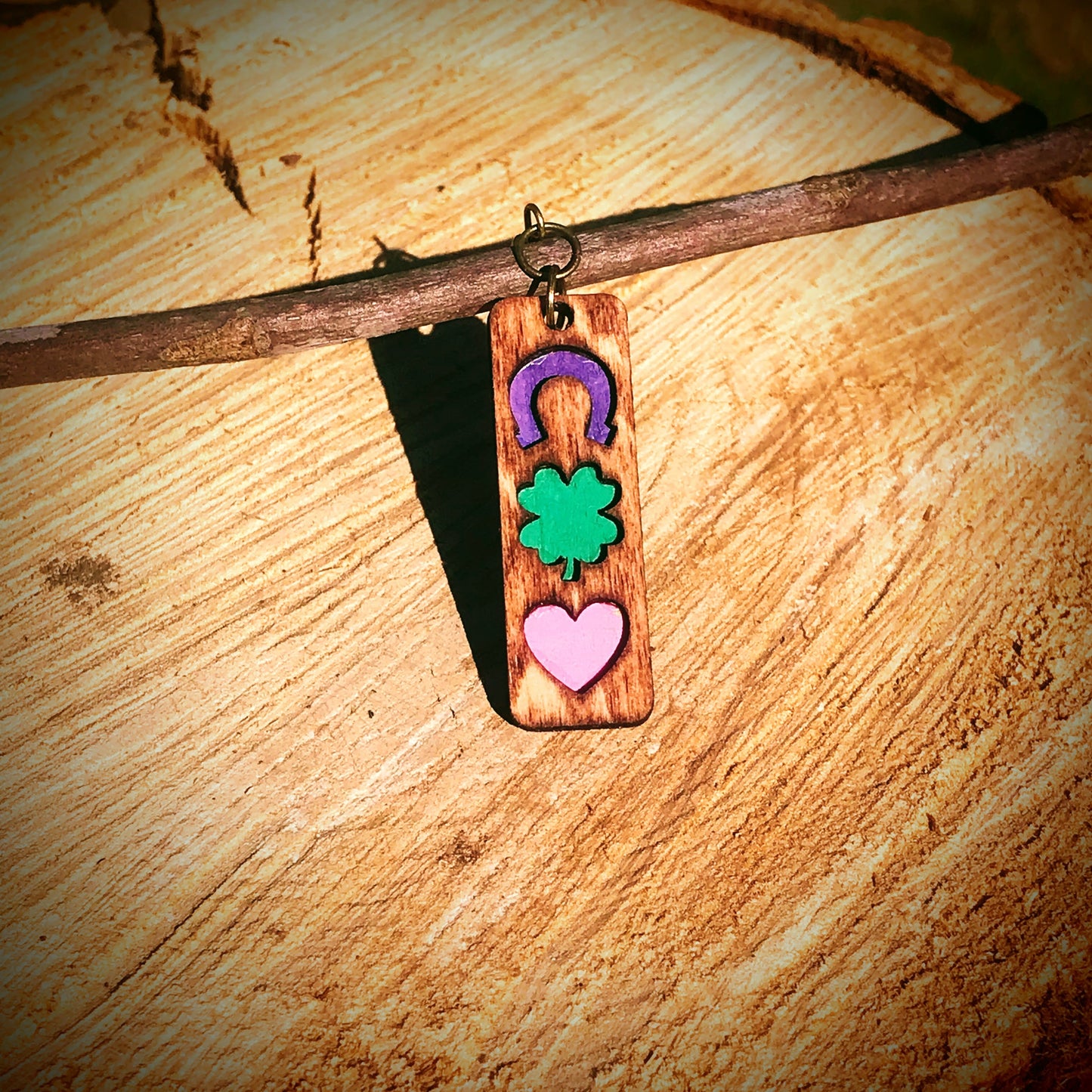 Charms and Natural Wood Earrings